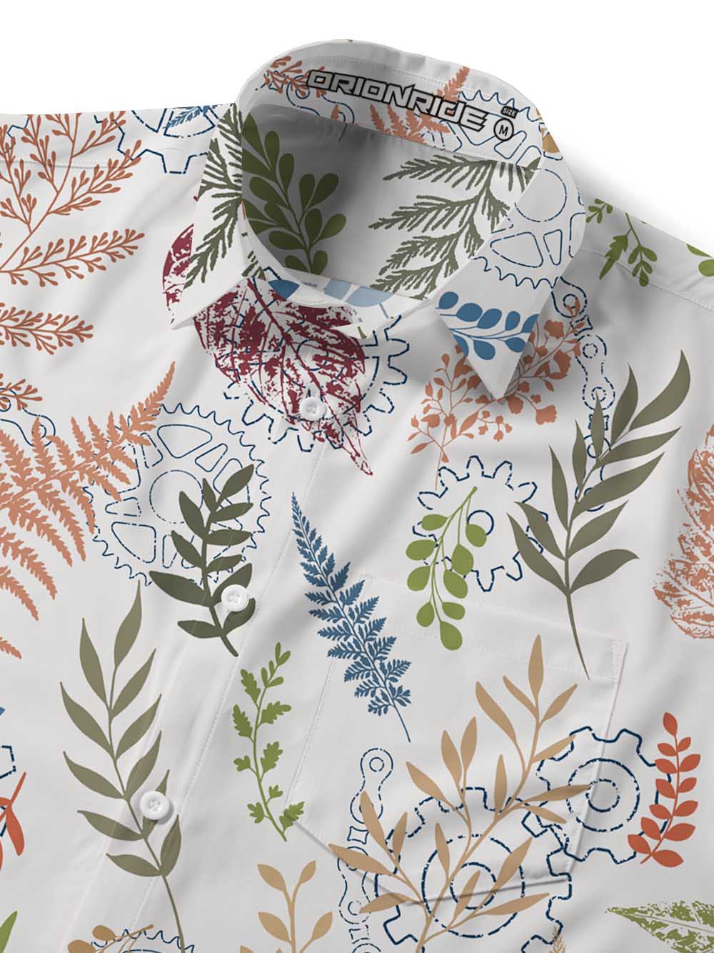Orionride Painted Leaves Zipper Pockets Ultra Lightweight Short Sleeves Gravel Shirt