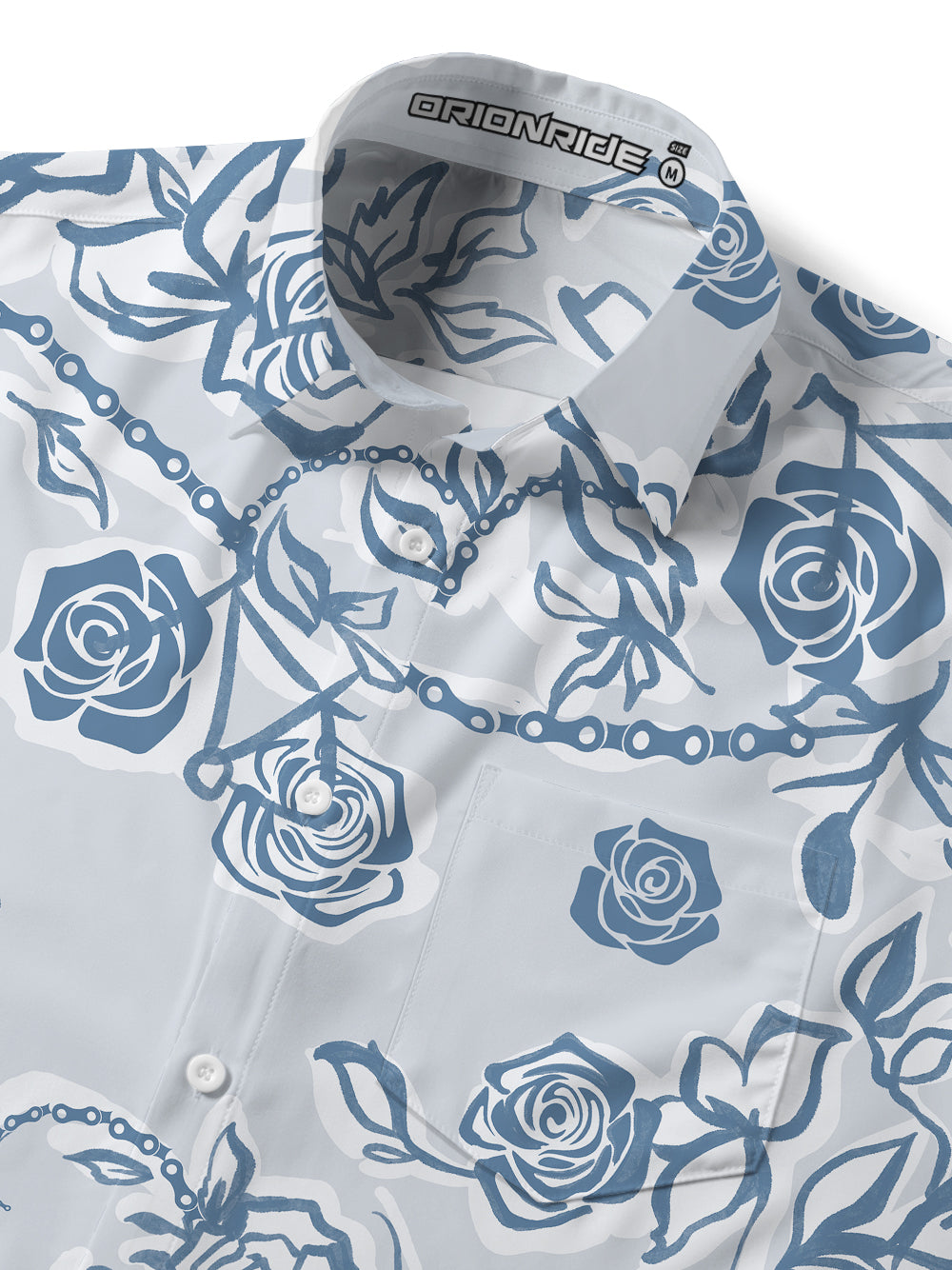 Orionride Rose Chain Zipper Pockets Ultra Lightweight Short Sleeves Gravel Shirt