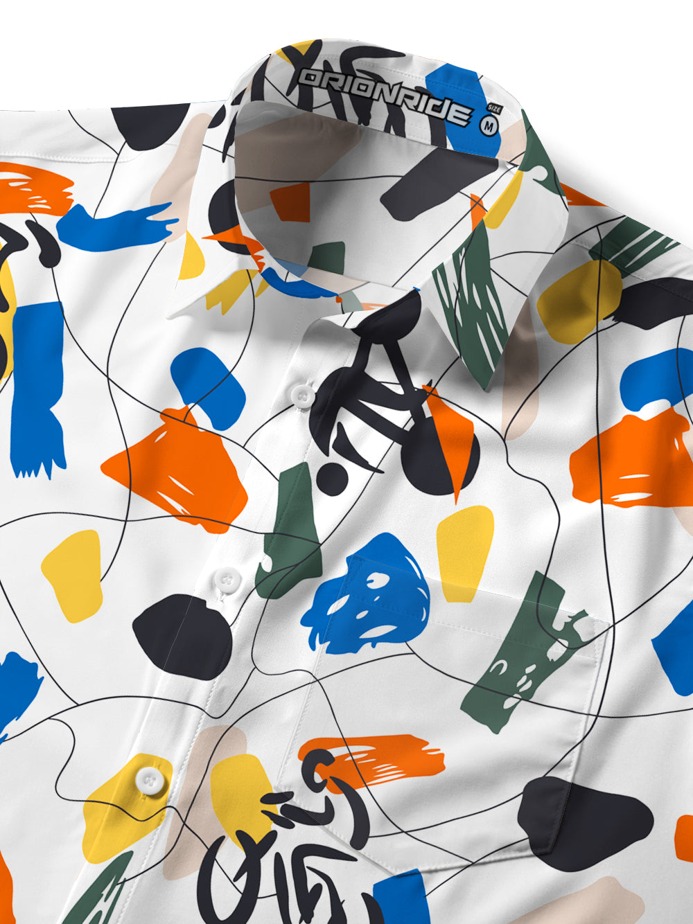 Orionride Short Sleeves Abstract Color Blocks Ultra Lightweight Hawaiian shirt