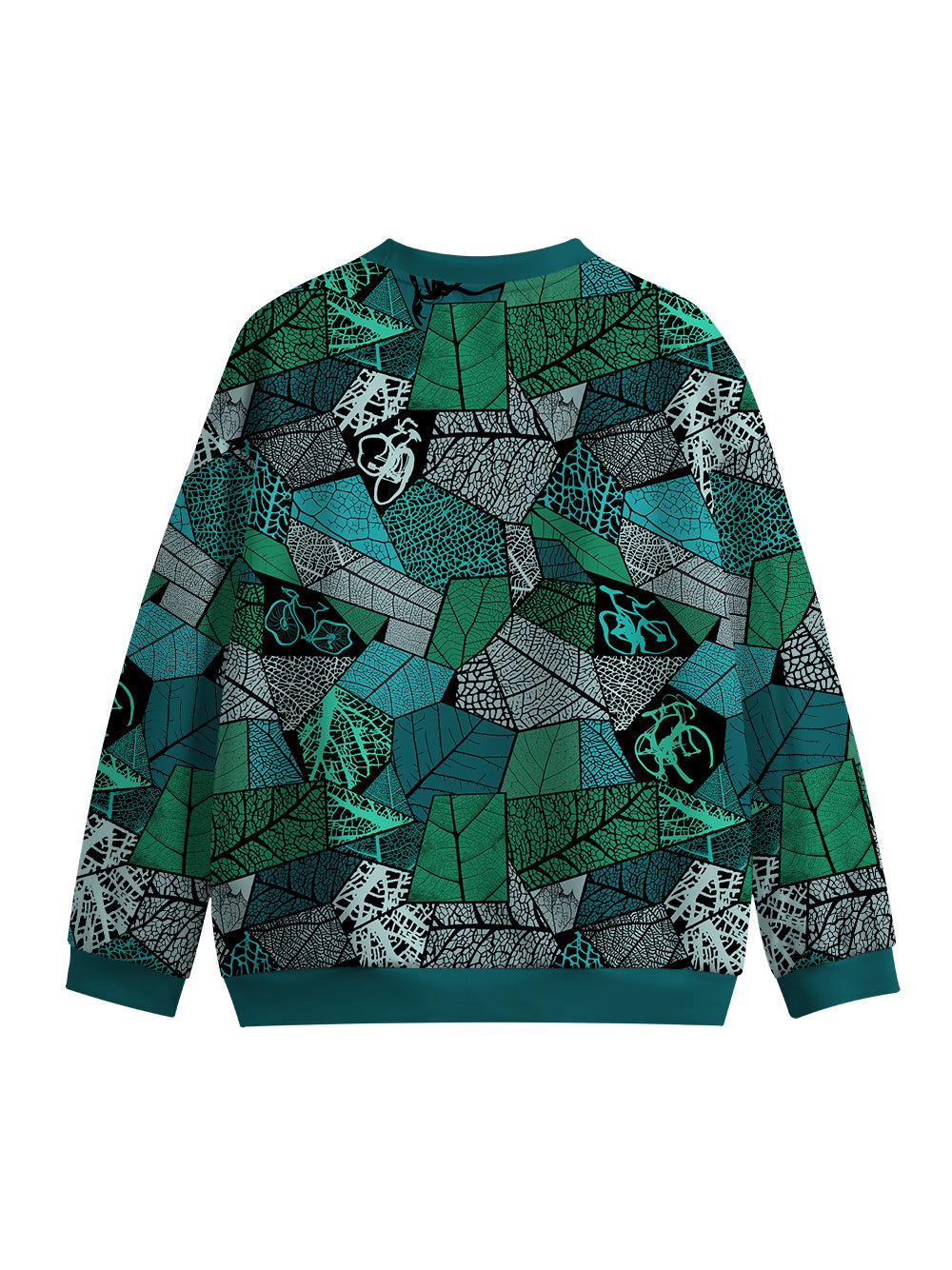 Orionride Leaf Stitching Bicycle Crew Neck Pullover Sweatshirt