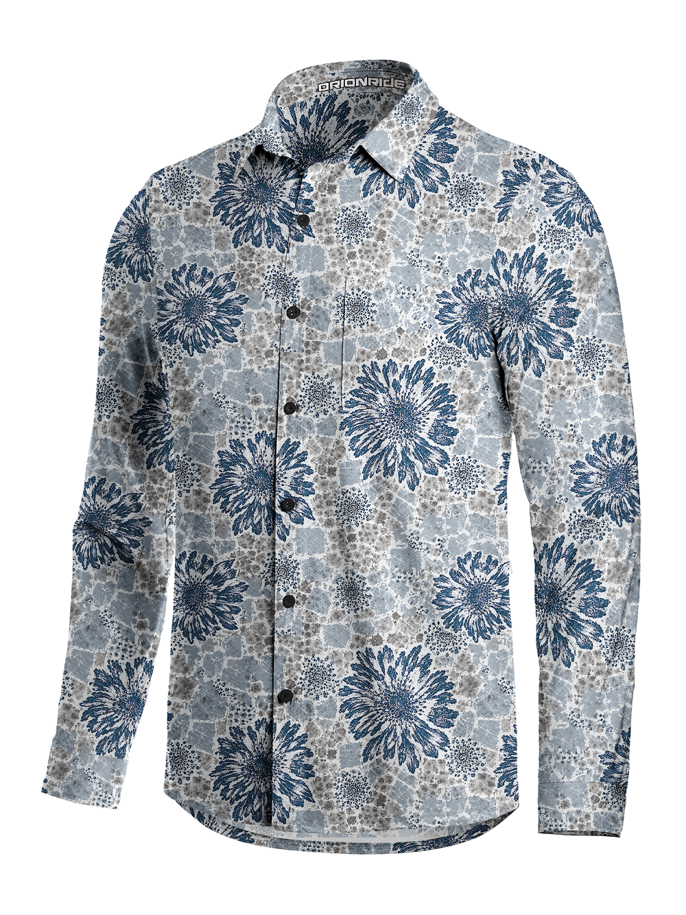 Orionride Midnight Blooms Men's Stretchy Breathable Long Sleeve Gravel Shirt