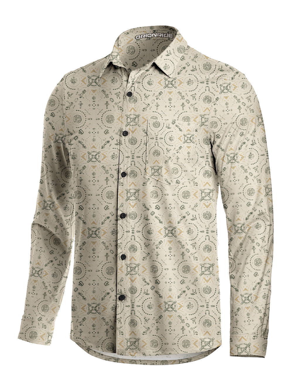 Orionride Tribal Motifs Men's Stretchy Breathable Long Sleeve Gravel Shirt