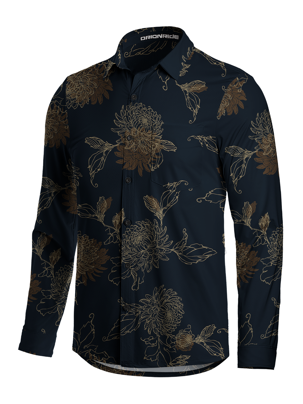 Orionride Golden Chrysanthemums Men's Stretchy Breathable Long Sleeve Gravel Shirt