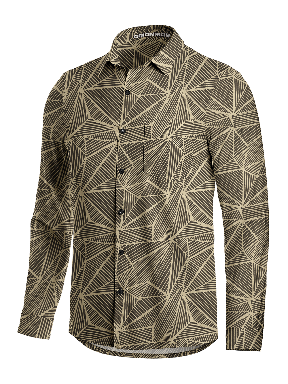 Orionride Geometric Lines Men's Stretchy Breathable Long Sleeve Gravel Shirt