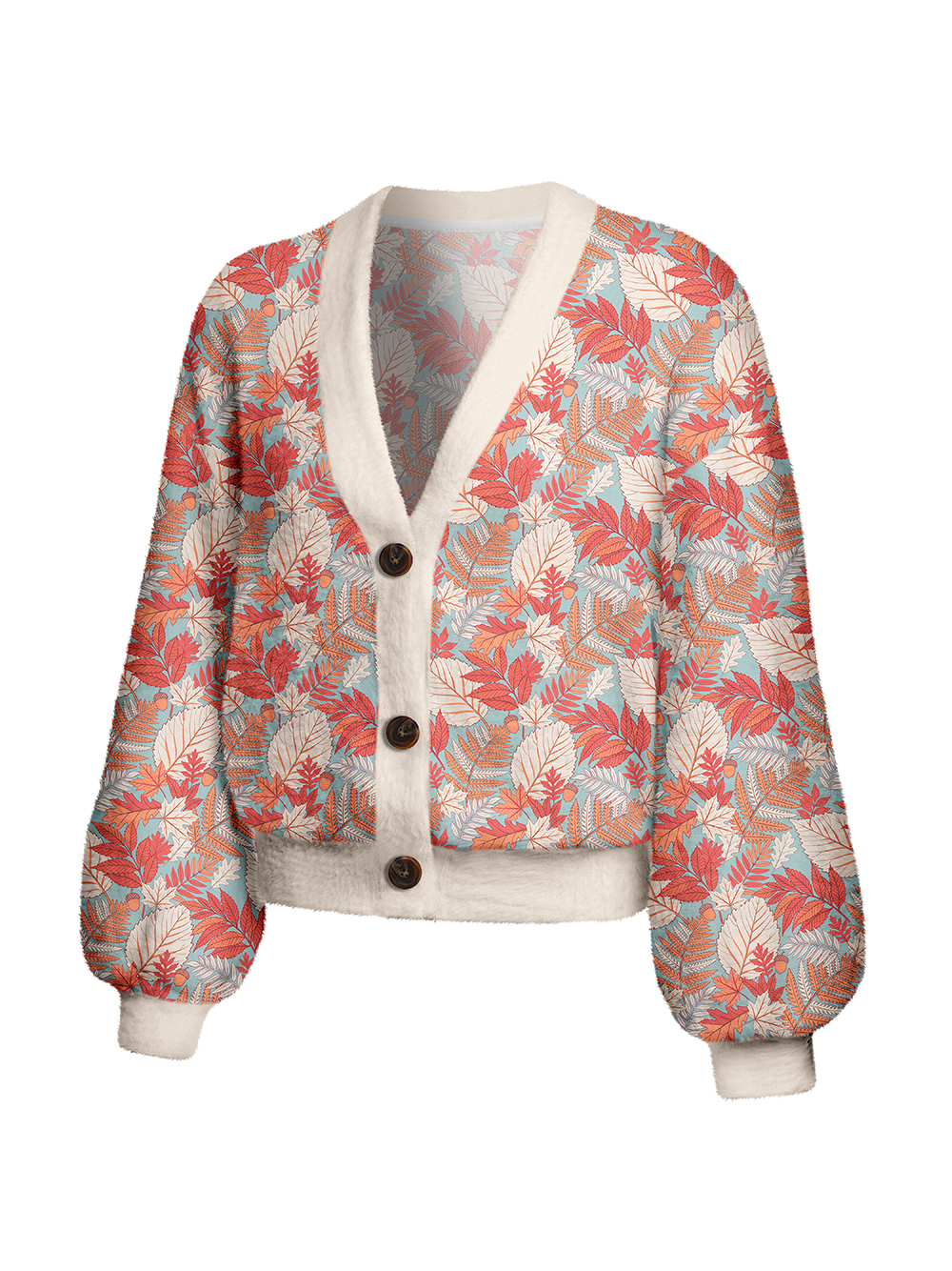 Orionride Autumn Leaf Women's Fuzzy Knit Cardigan