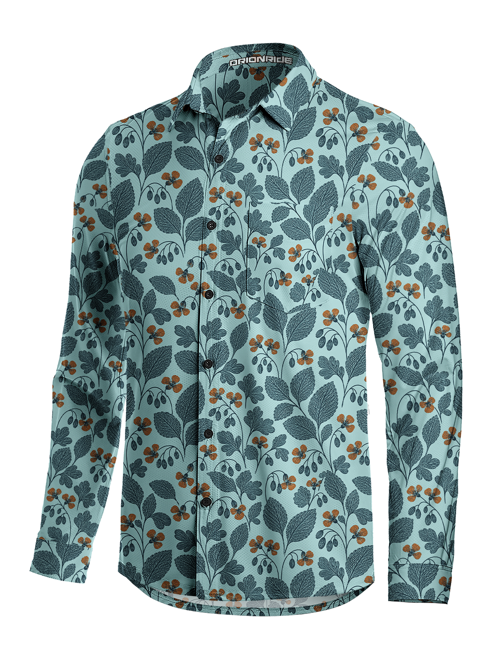 Orionride Vintage Botanical Men's Stretchy Breathable Long Sleeve Gravel Shirt