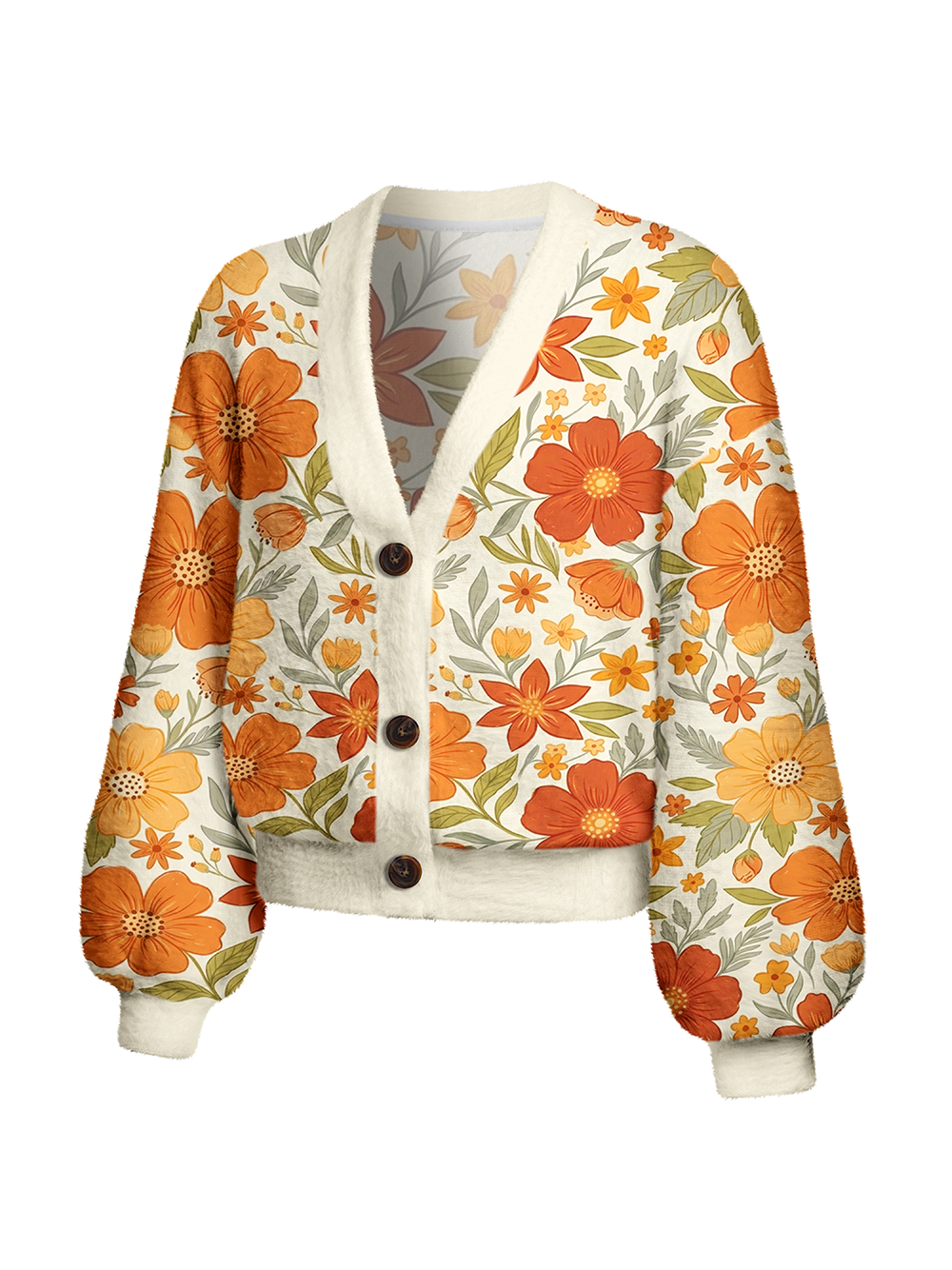 Orionride Bright Daisy Women's Fuzzy Knit Cardigan