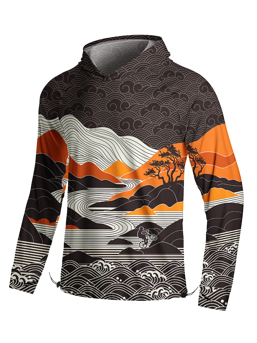 Orionride Wave Mountain Ride Long Sleeve Cycling Hoodie Shirt