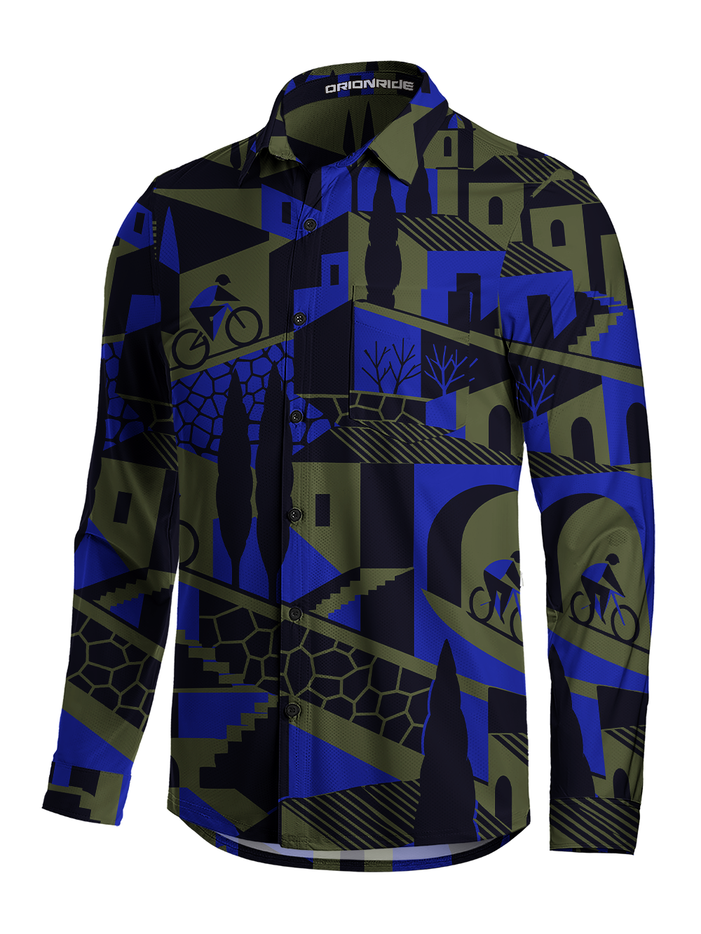 Orionride Geometric Urban Cycling Men's Stretchy Breathable Long Sleeve Gravel Shirt