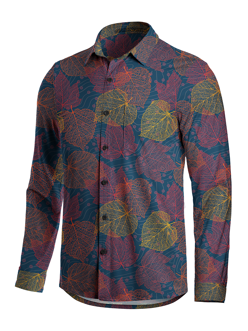 Orionride Leaf Vein Texture Men's Stretchy Breathable Long Sleeve Gravel Shirt