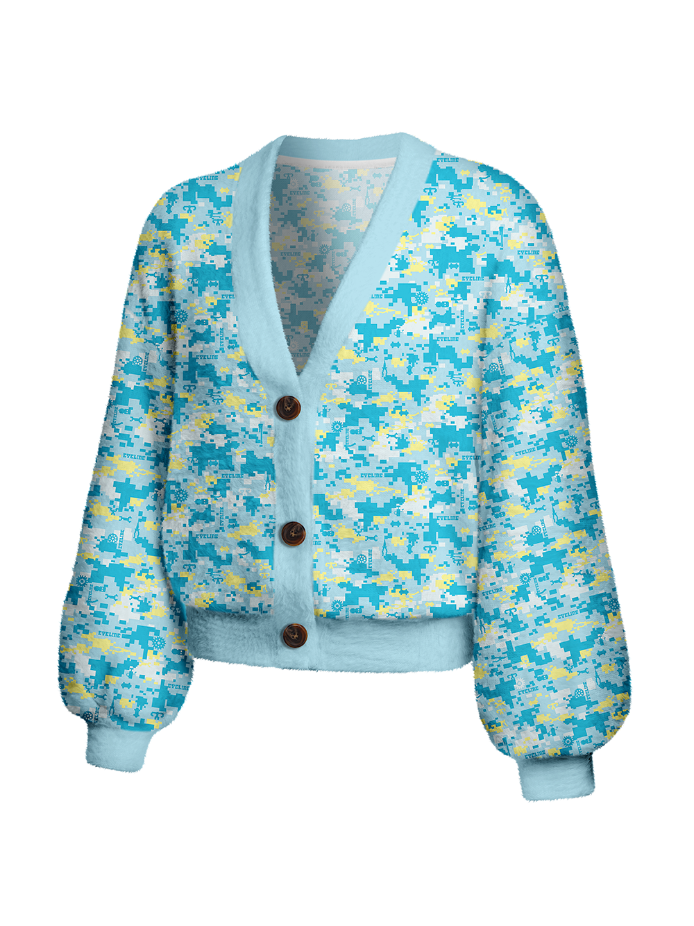 Orionride Pixelated Parts Women's Fuzzy Knit Cardigan