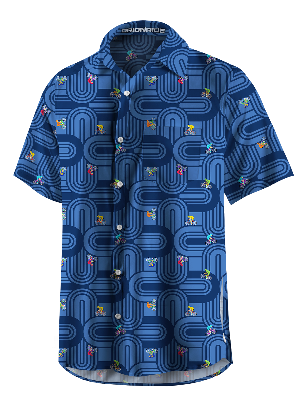 Orionride Blue Track Ride Zipper Pockets Ultra Lightweight Short Sleeves Gravel Shirt