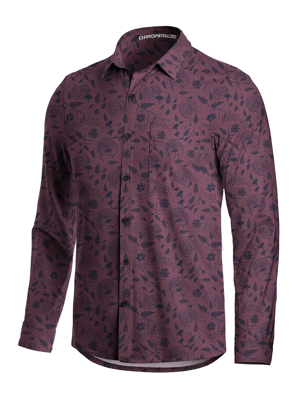 Orionride Plum Botanical Men's Stretchy Breathable Long Sleeve Gravel Shirt
