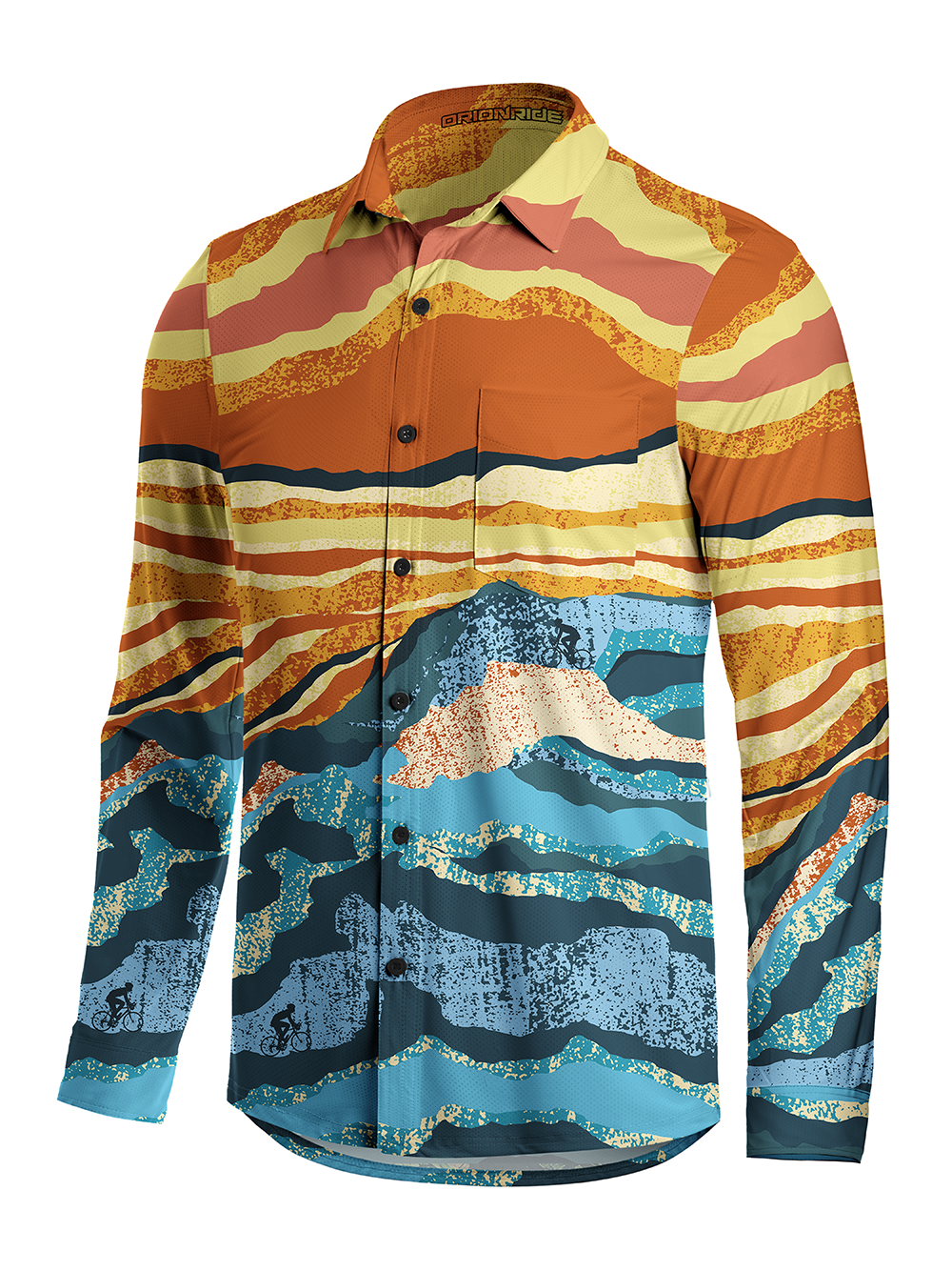 Orionride Layered Clouds Men's Stretchy Breathable Long Sleeve Gravel Shirt