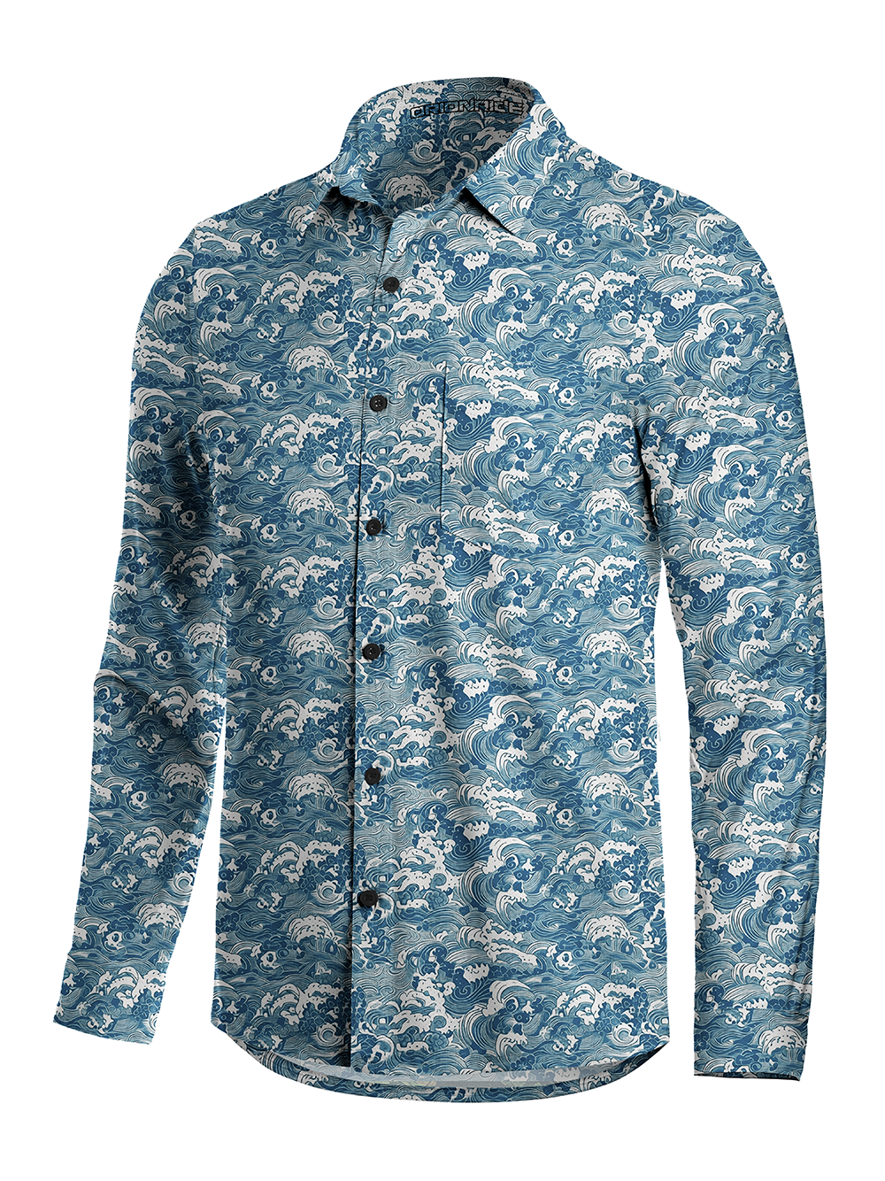 Orionride Sea Waves Men's Stretchy Breathable Long Sleeve Gravel Shirt