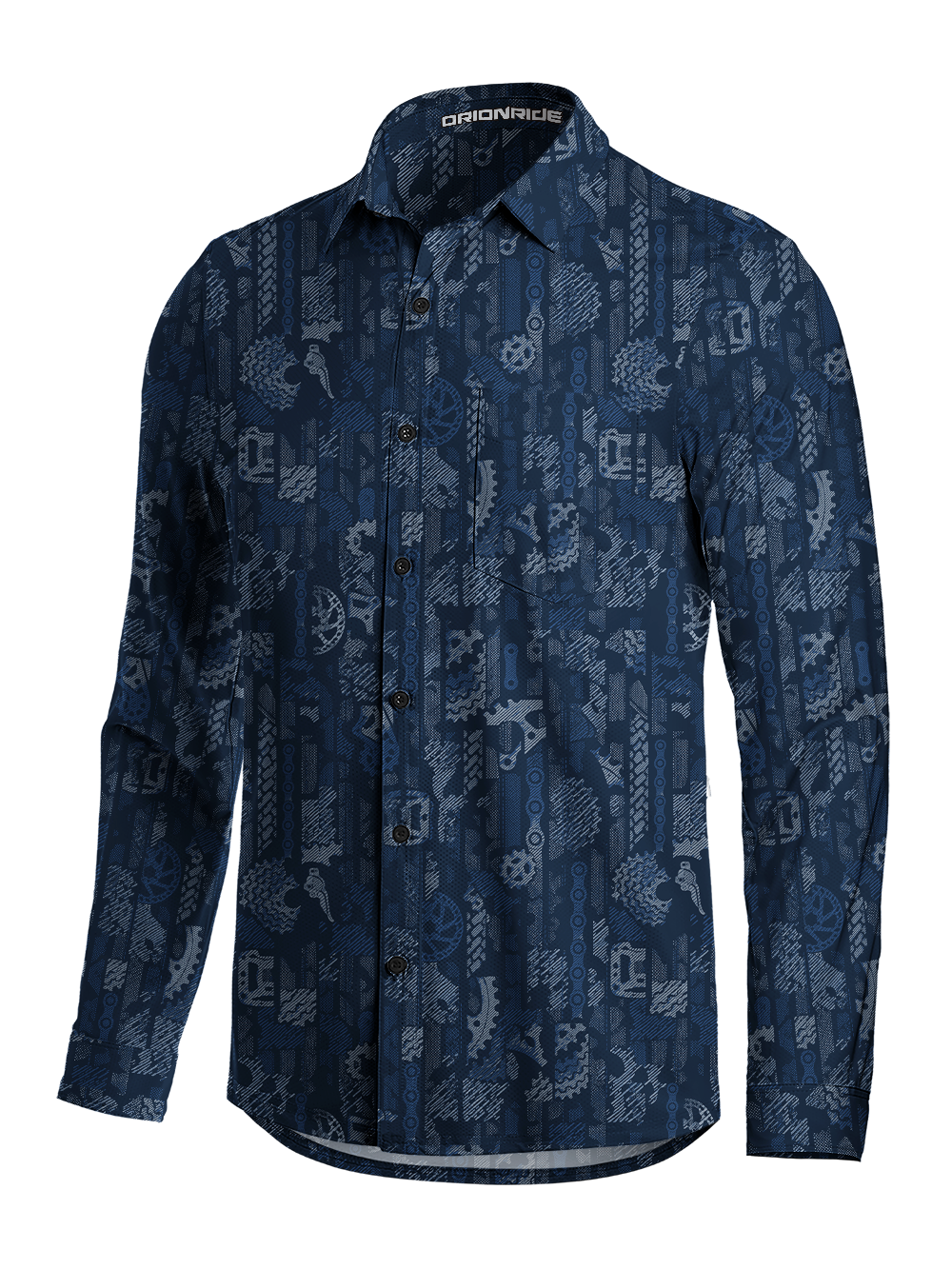 Orionride Night Gear Pattern Men's Stretchy Breathable Long Sleeve Gravel Shirt