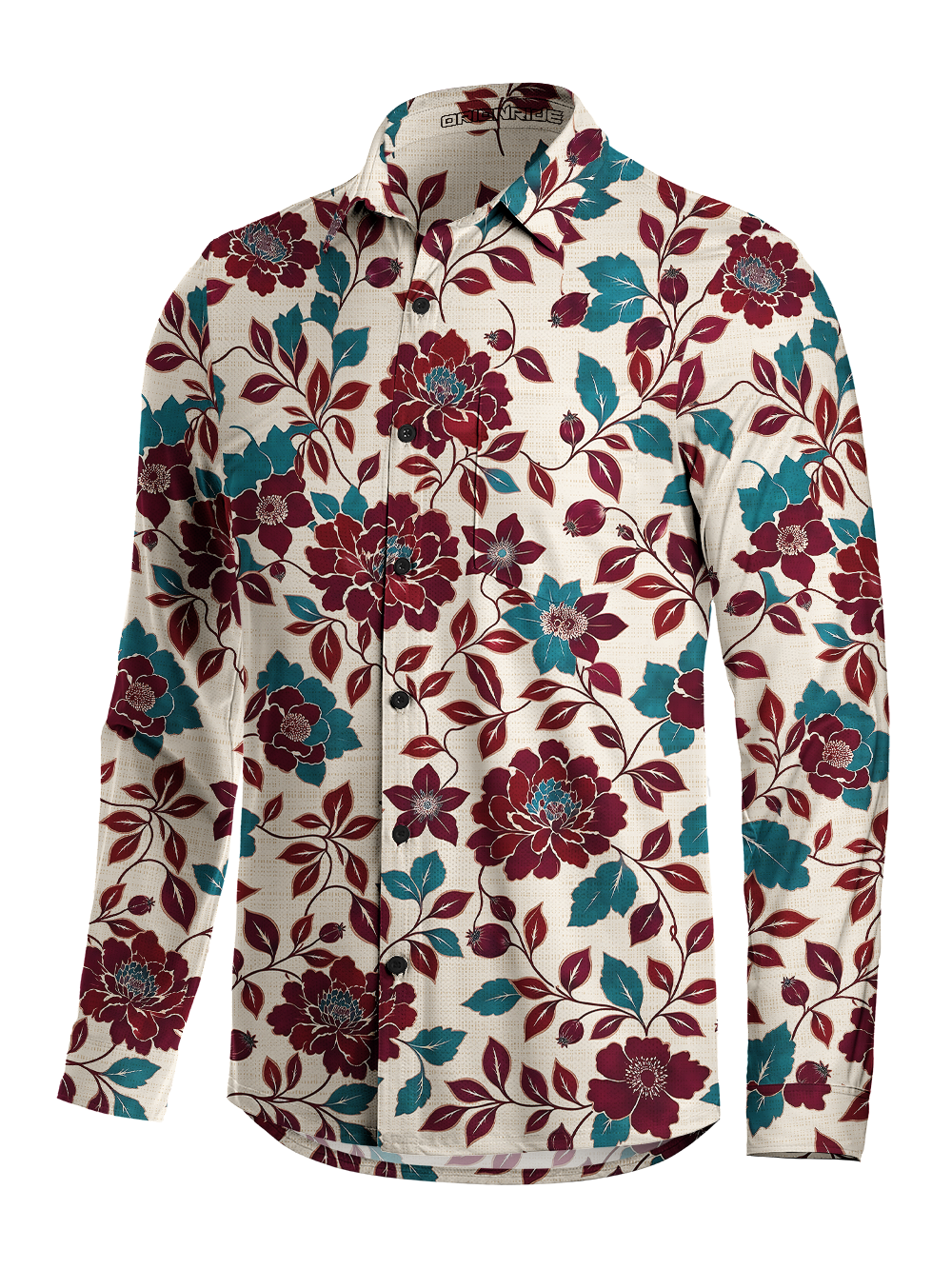 Orionride Luxurious Peony Men's Stretchy Breathable Long Sleeve Gravel Shirt