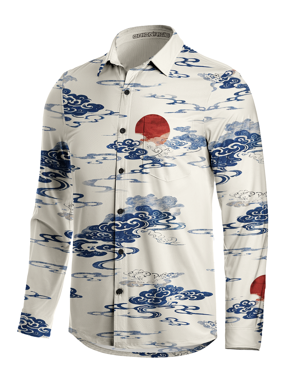 Orionride Auspicious Clouds Men's Stretchy Breathable Long Sleeve Gravel Shirt