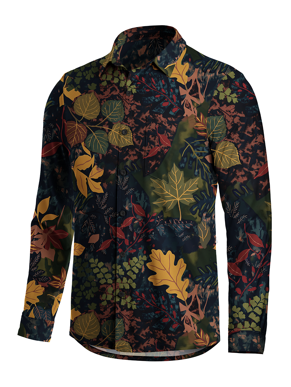 Orionride Fallen Leaves Men's Stretchy Breathable Long Sleeve Gravel Shirt
