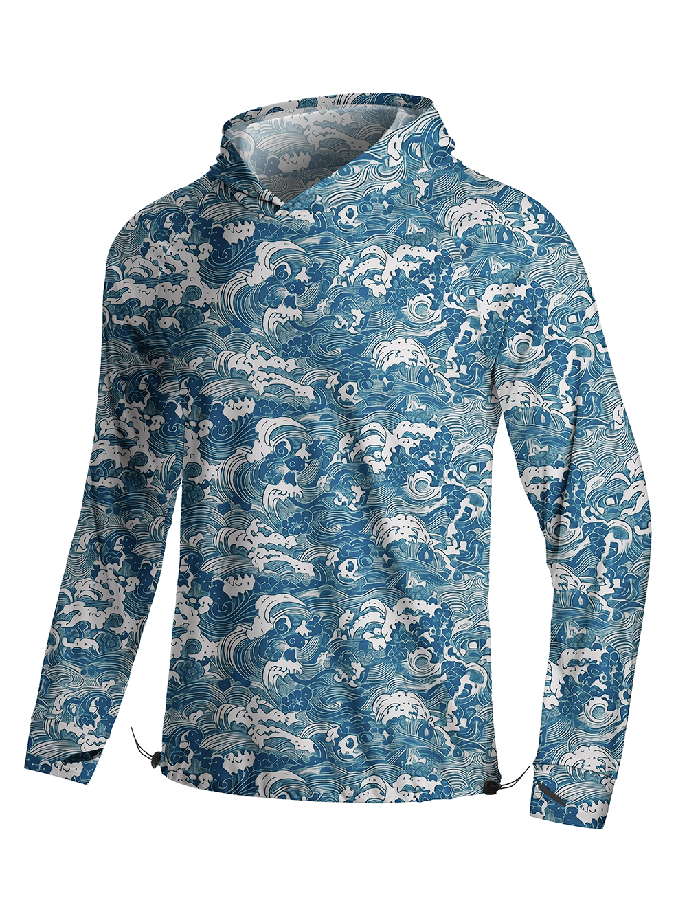 Orionride Sea Waves Long Sleeve Cycling Hoodie Shirt