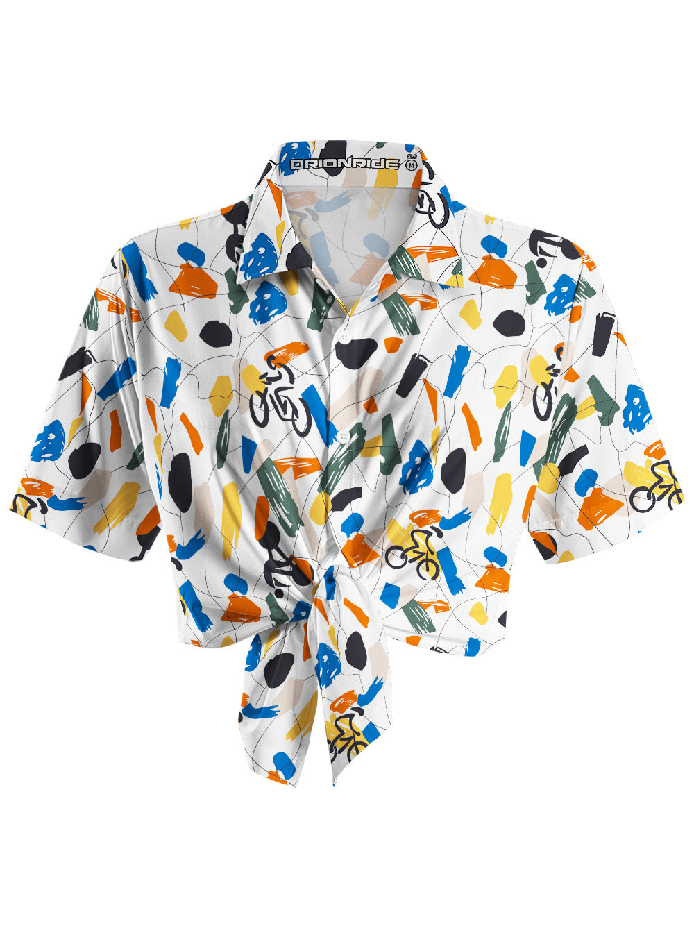 Orionride Abstract Color Blocks Zipper Pockets Ultra Lightweight Short Sleeves Women's Gravel Shirt
