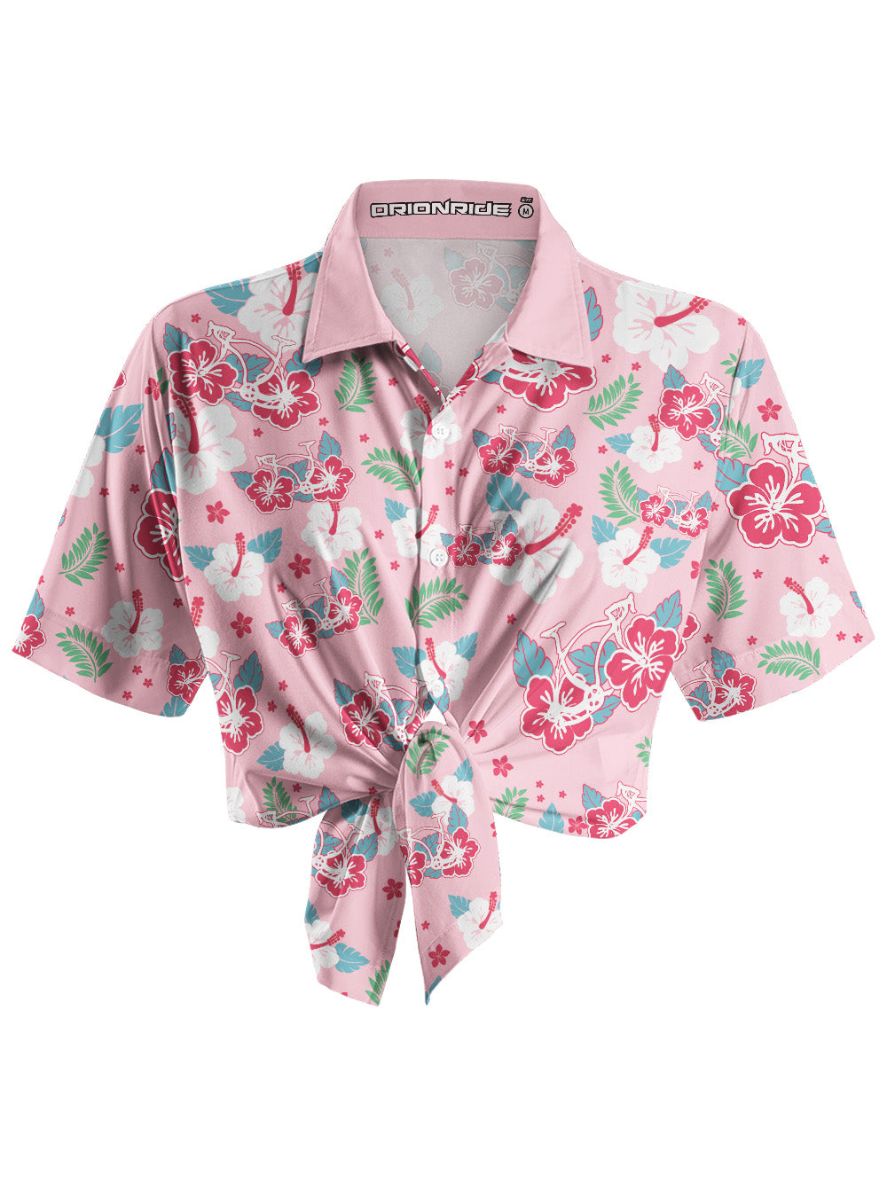Orionride Hibiscus Bicycle Zipper Pockets Ultra Lightweight Short Sleeves Women's Gravel Shirt