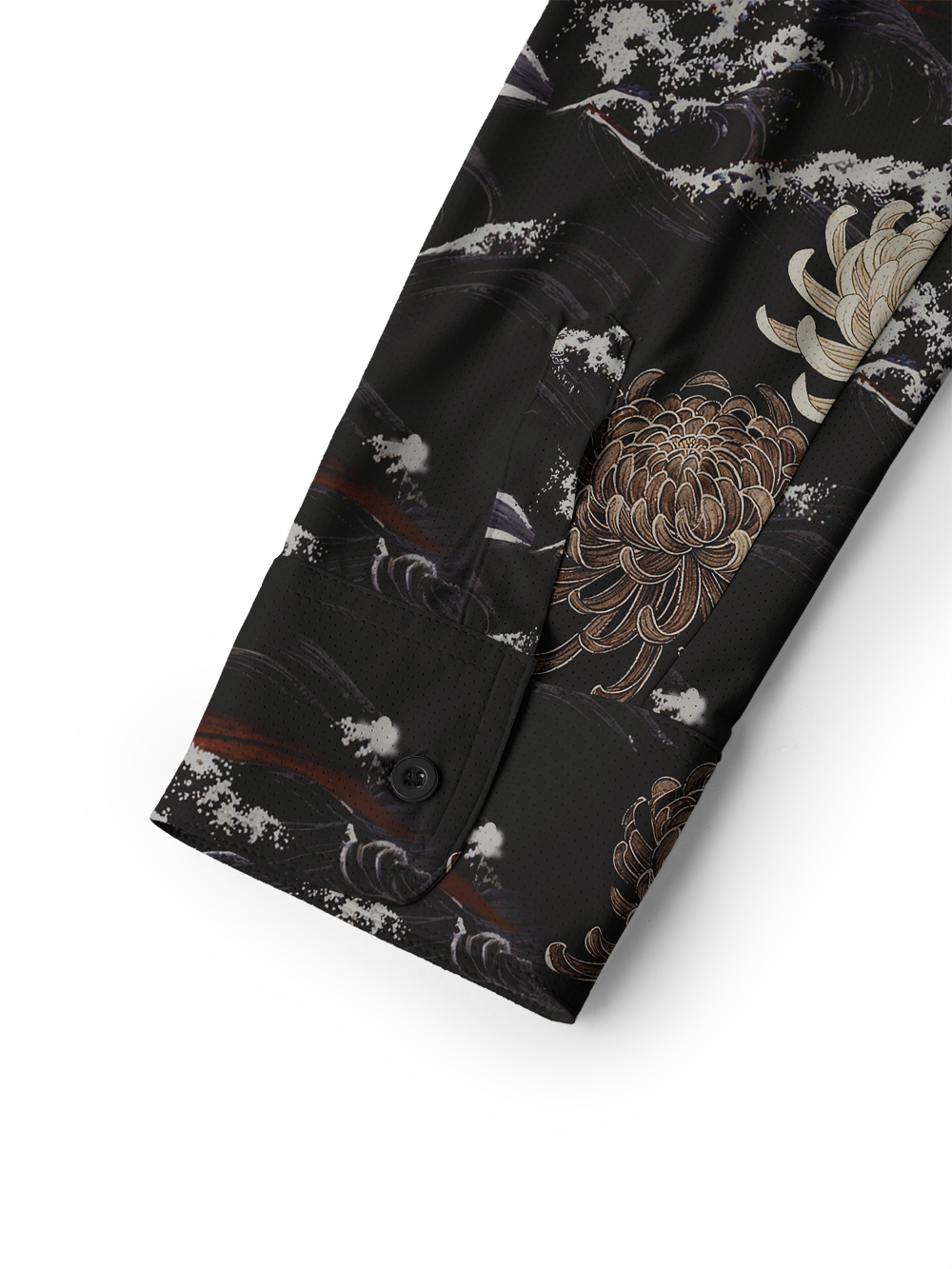 Orionride Chrysanthemums And Waves Men's Stretchy Breathable Long Sleeve Gravel Shirt