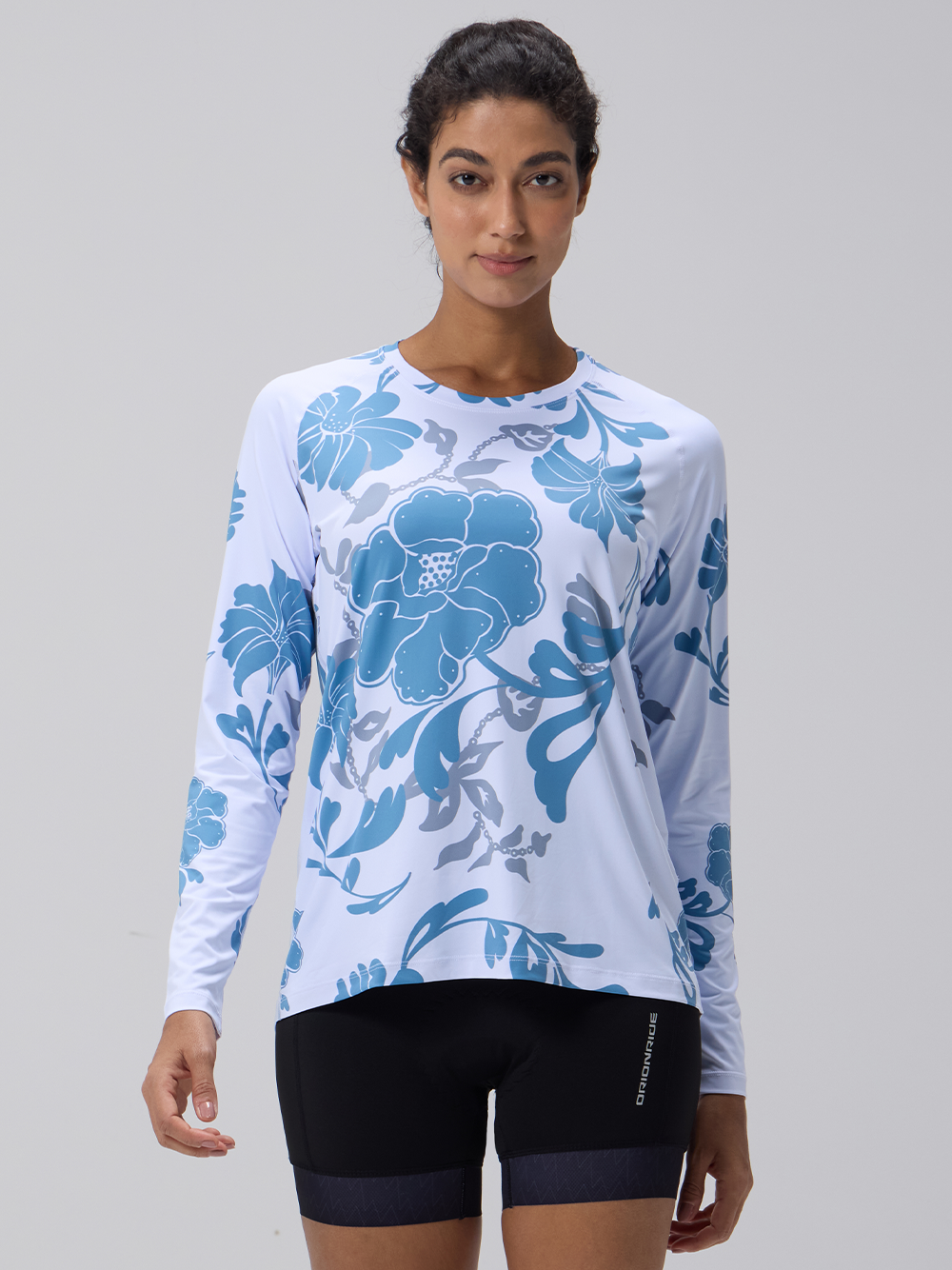 Orionride Blue Floral Women's Quick Dry Downhill Jersey