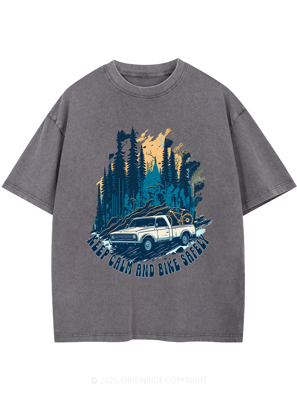 Orionride Keep Calm Short Sleeves Bike Washed T-Shirt