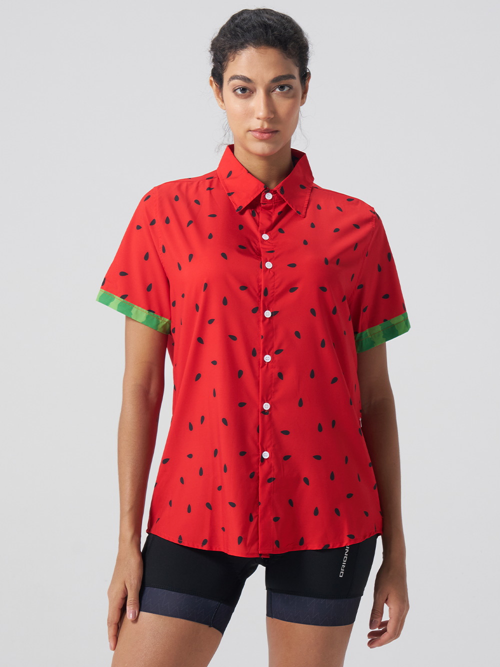 Orionride Watermelon Zipper Pockets Ultra Lightweight Short Sleeves Women's Gravel Shirt