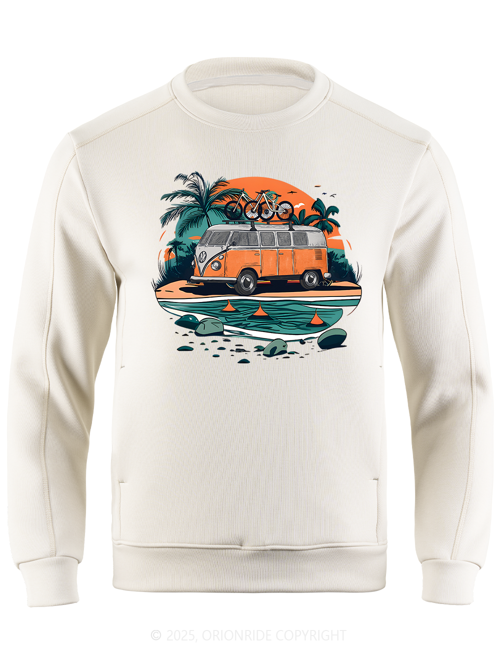 Orionride Beach Retro Car Long Sleeve Bike Sweatshirt