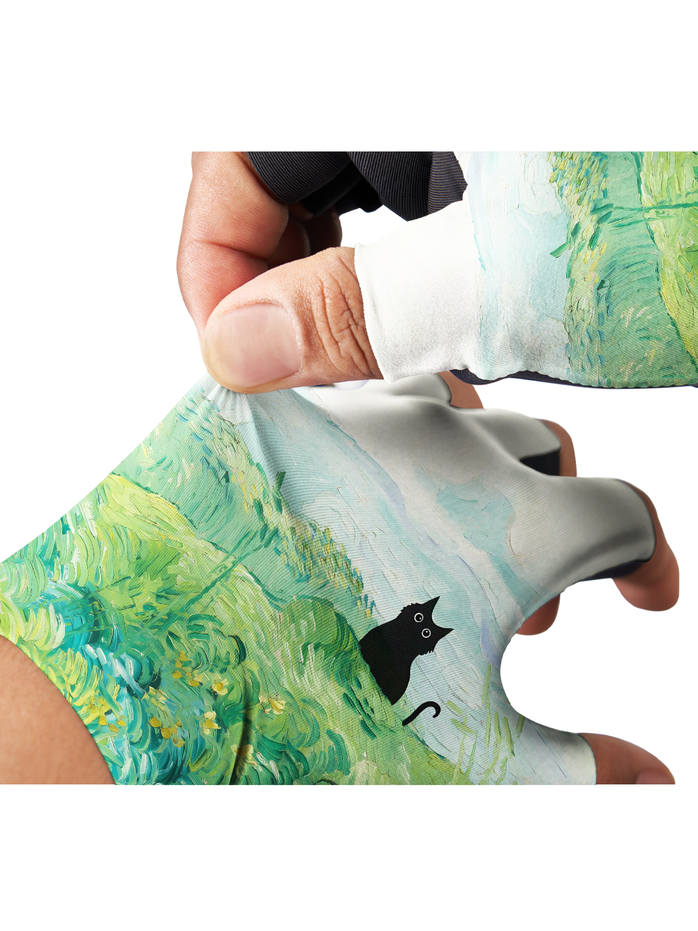 Orionride Oil Painting Black Cat Cycling Gloves
