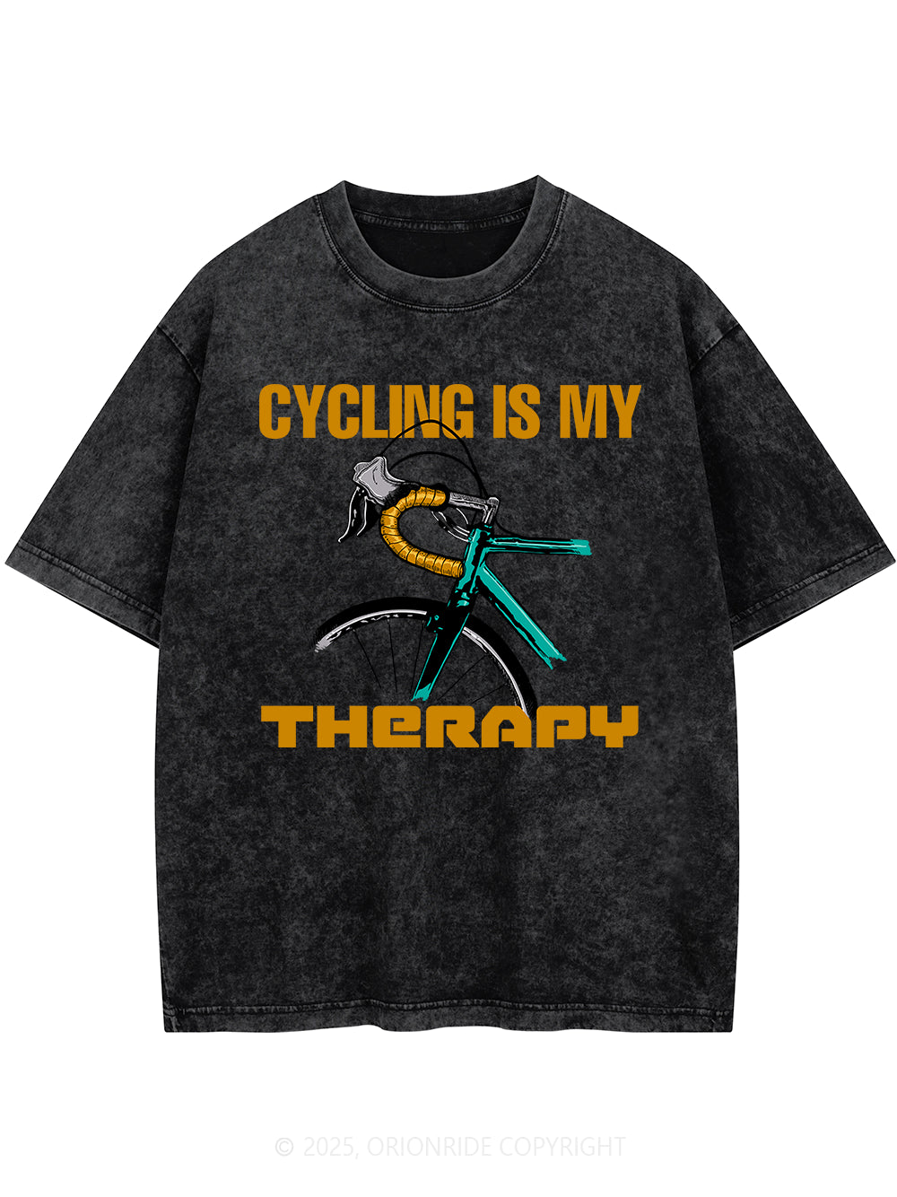 Orionride Cycling Is My Therapy Short Sleeves Bike Washed T-Shirt