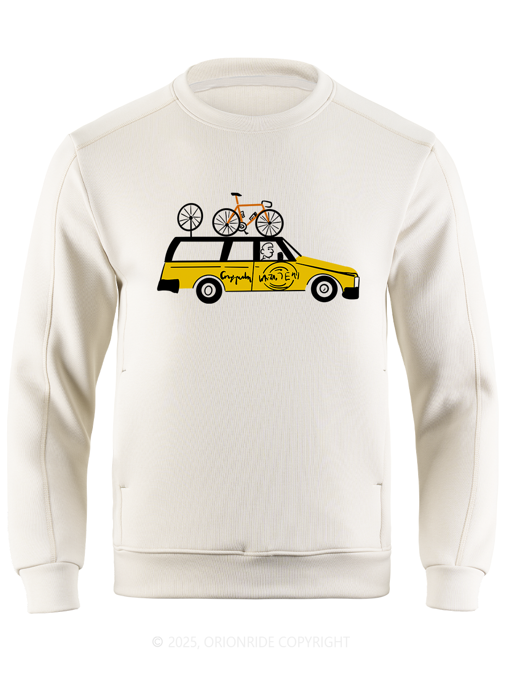 Orionride Yellow Car Long Sleeve Bike Sweatshirt