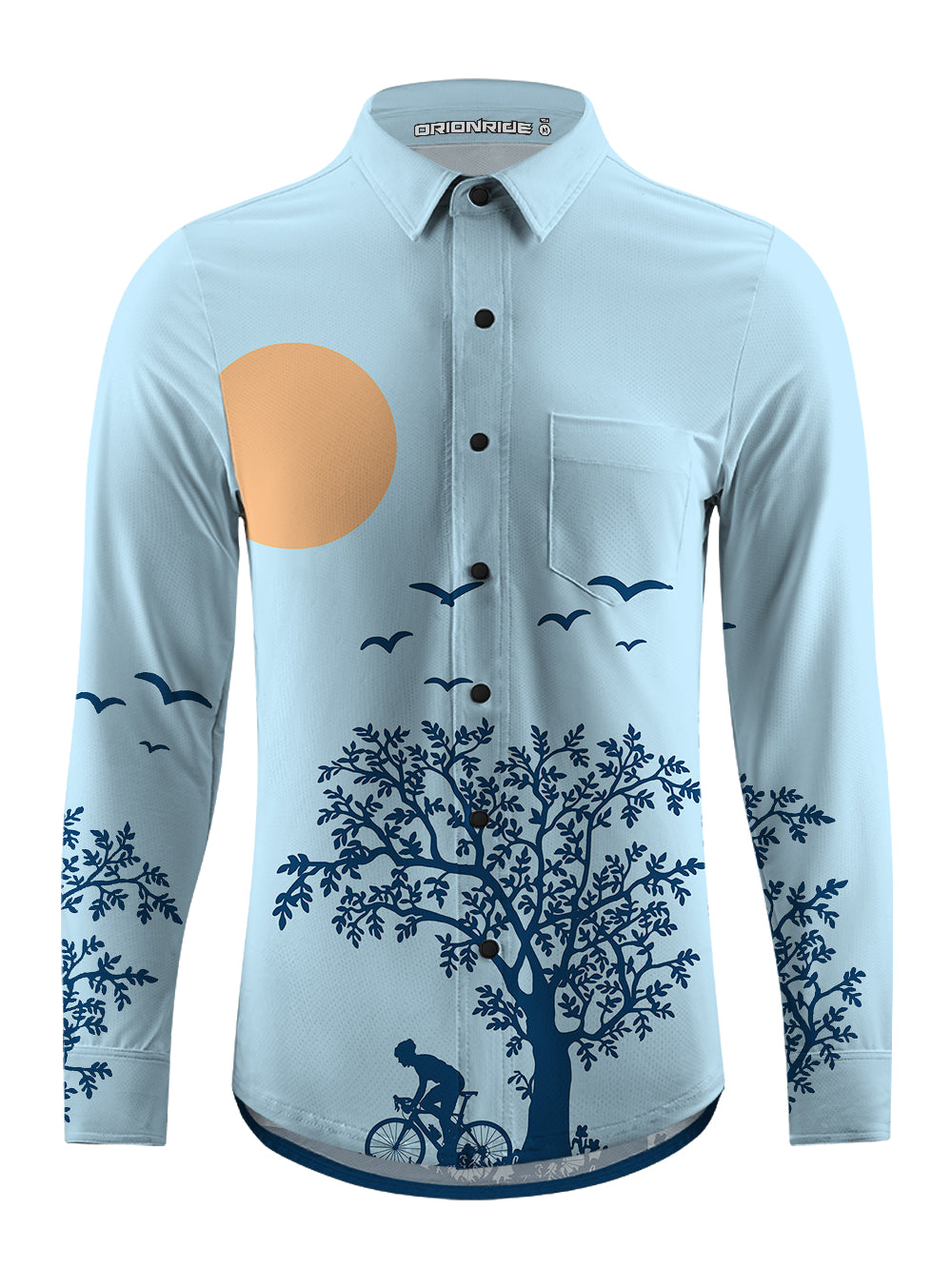 Orionride Lonely Travel Men's Stretchy Breathable Long Sleeve Gravel Shirt