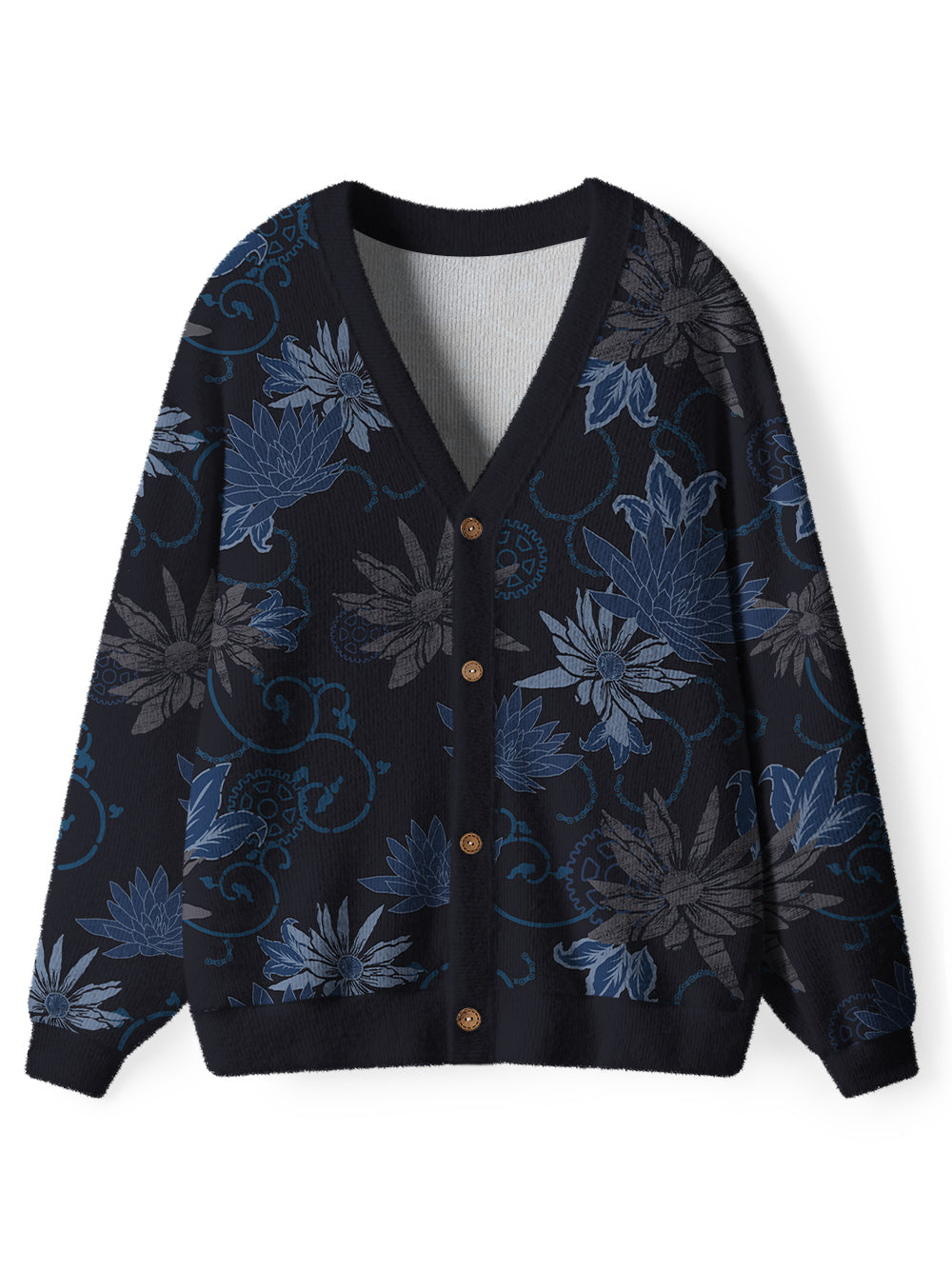 Orionride Dark Flowers Men's Cardigan Knit Sweaters