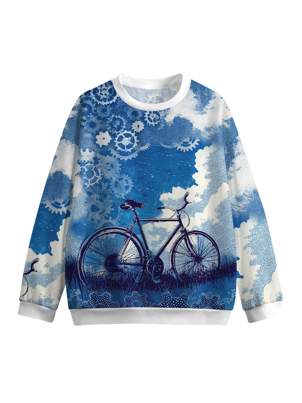 Orionride Ink Blue Sky Crew Neck Pullover Sweatshirt