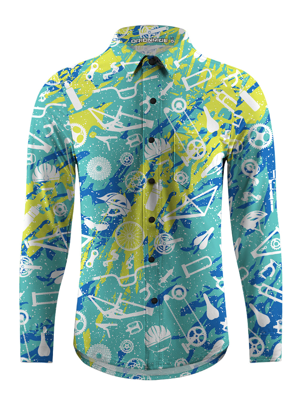Orionride Graffiti Parts Men's Stretchy Breathable Long Sleeve Gravel Shirt