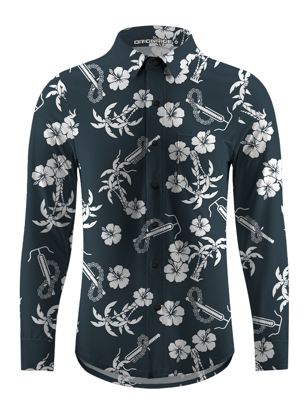 Orionride Wheel Garlands Men's Stretchy Breathable Long Sleeve Gravel Shirt