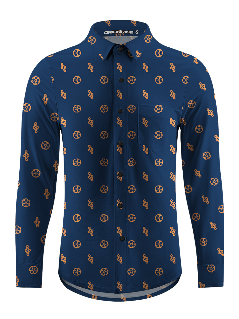 Orionride Gears And Chains Men's Stretchy Breathable Long Sleeve Gravel Shirt
