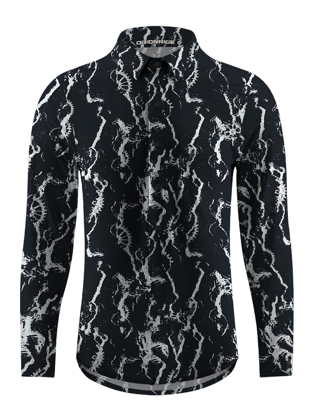 Orionride Marble Stripes Men's Stretchy Breathable Long Sleeve Gravel Shirt