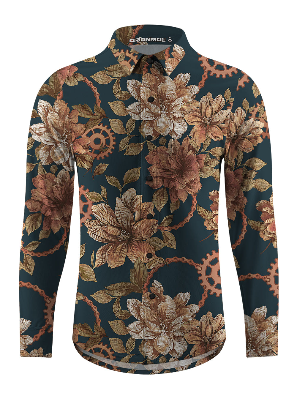 Orionride Memory Of Flowers Men's Stretchy Breathable Long Sleeve Gravel Shirt