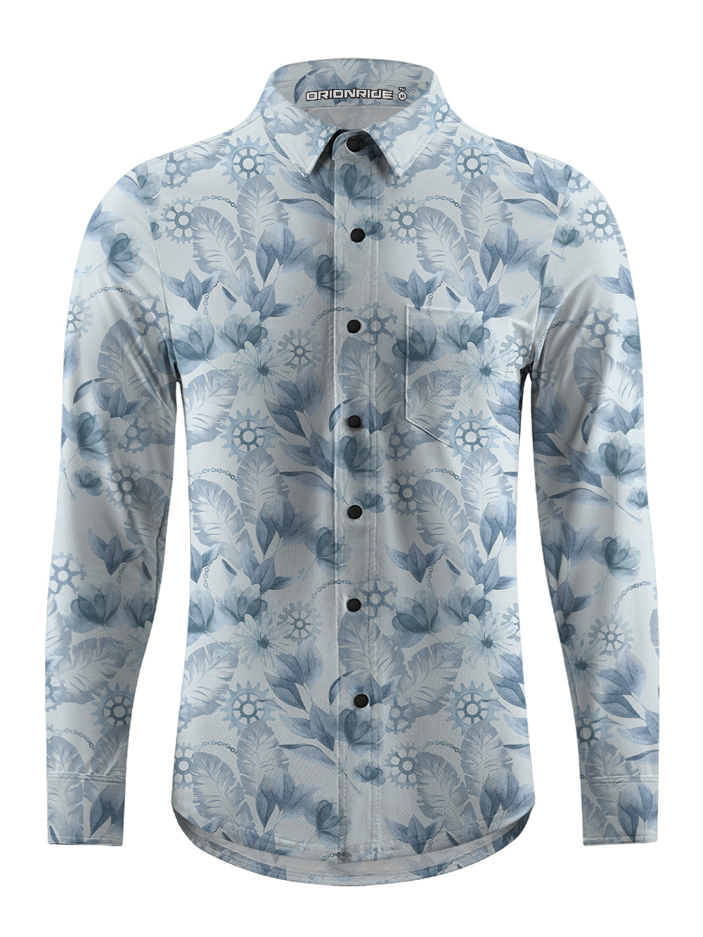 Orionride Ink Flowers Men's Stretchy Breathable Long Sleeve Gravel Shirt