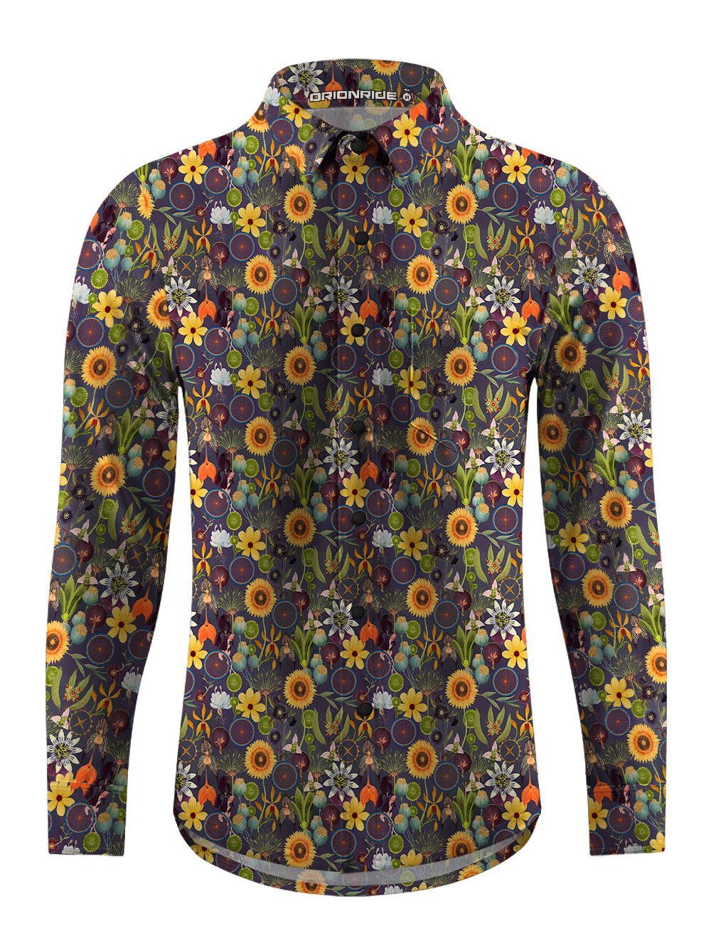 Orionride Wheel Flower Men's Stretchy Breathable Long Sleeve Gravel Shirt