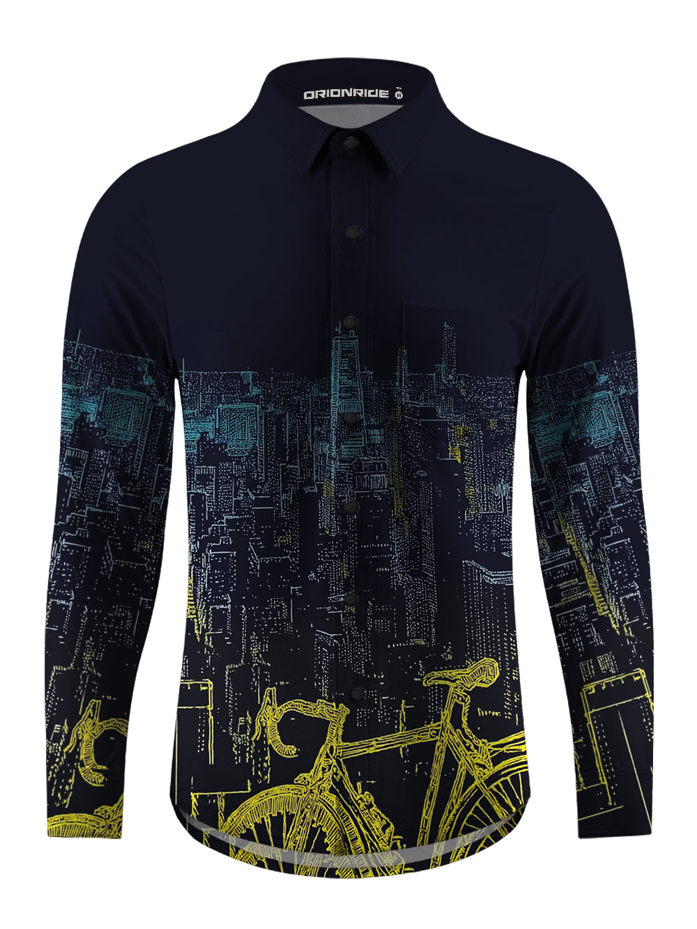 Orionride City Night View Men's Stretchy Breathable Long Sleeve Gravel Shirt