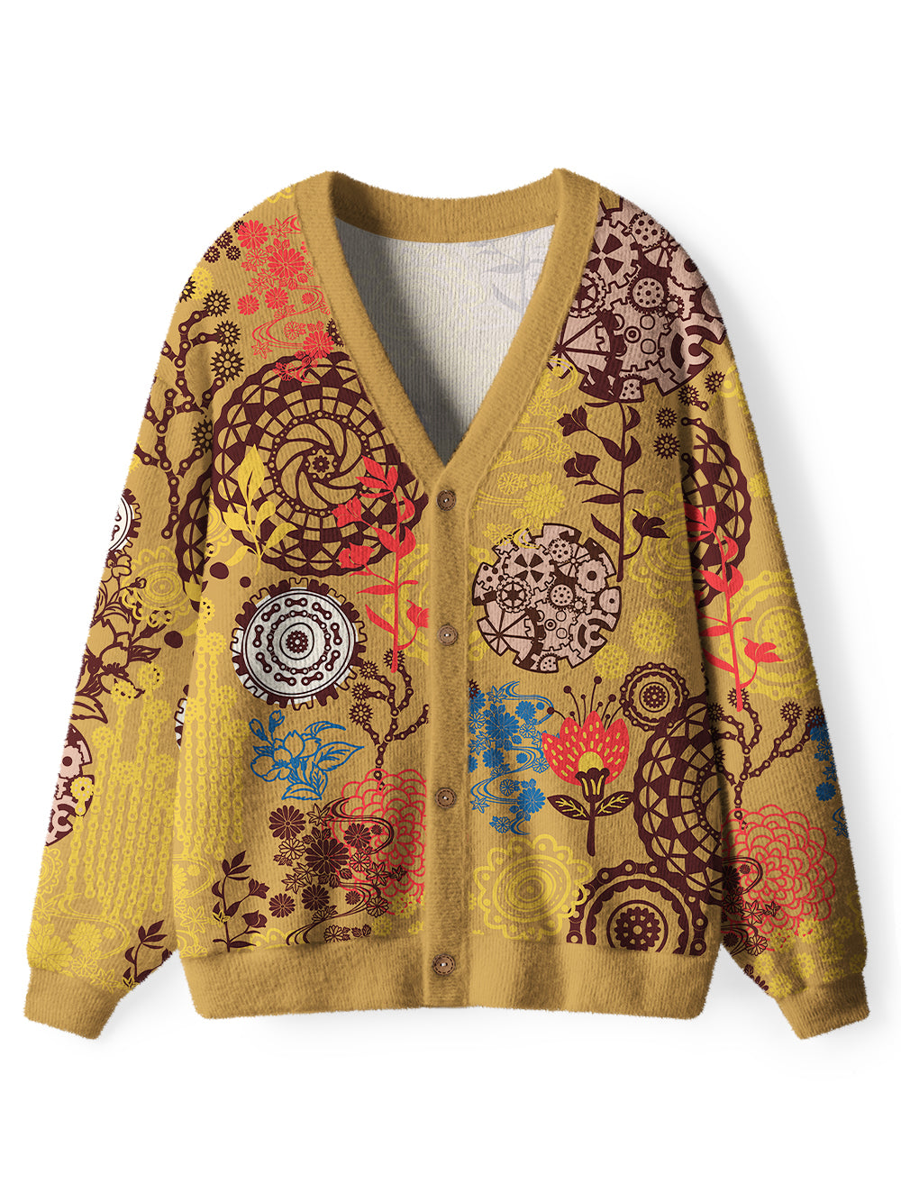 Orionride Magical Flowers Men's Cardigan Knit Sweaters