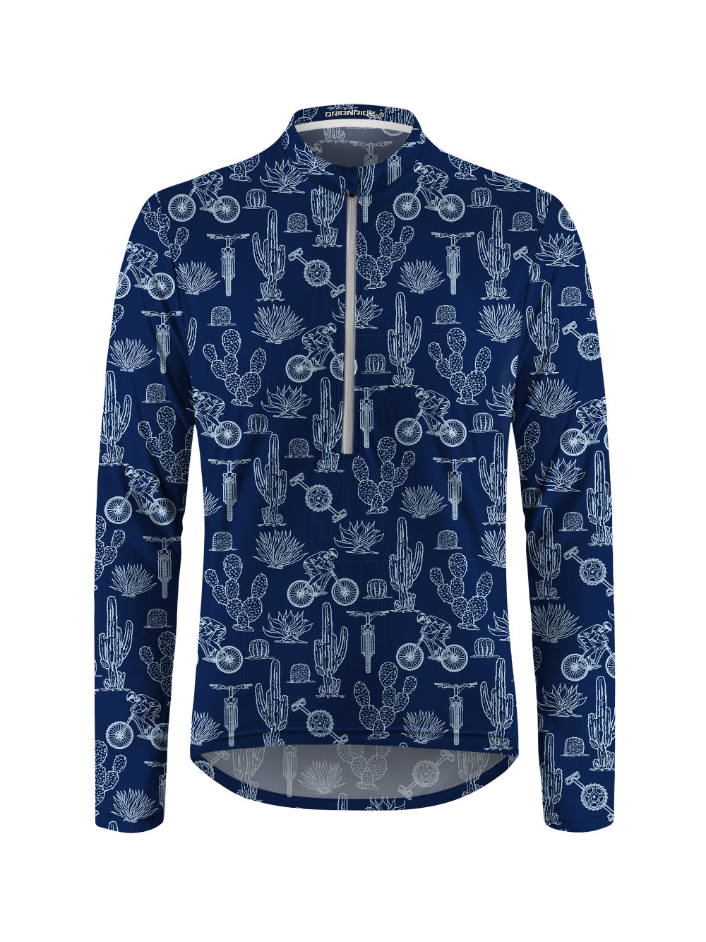 Orionride Desert Cactus Long Sleeve Half Zipper Mountain Bike Jersey