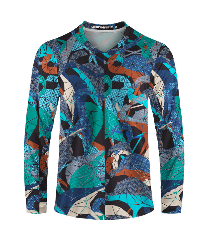 Orionride Geometric Flamingo Long Sleeve Downhill Jersey