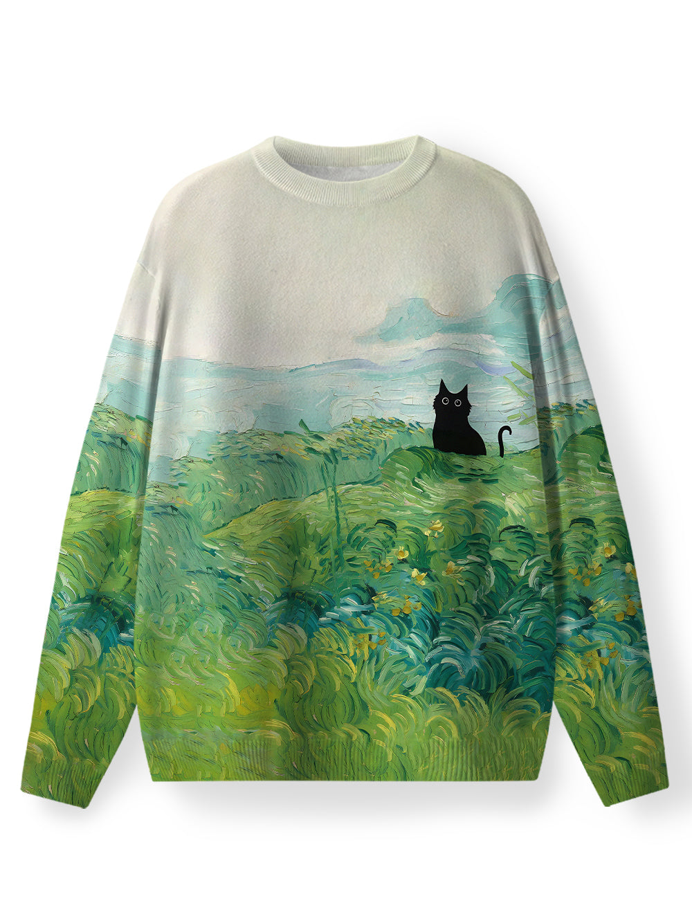 Orionride Oil Painting Black Cat Men's Sweaters