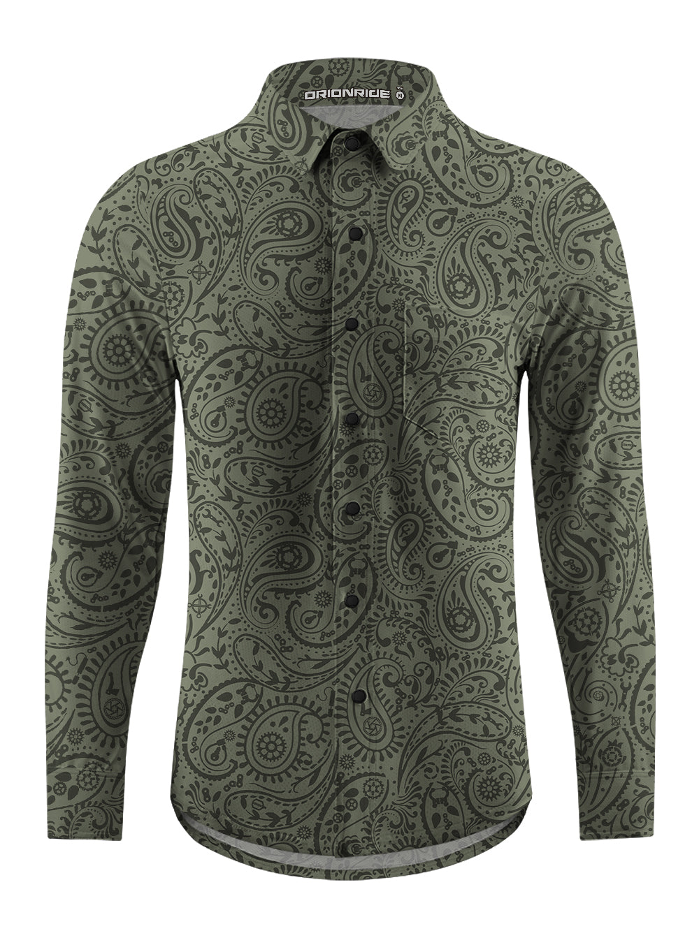 Orionride Lush Cashew Flowers Men's Stretchy Breathable Long Sleeve Gravel Shirt